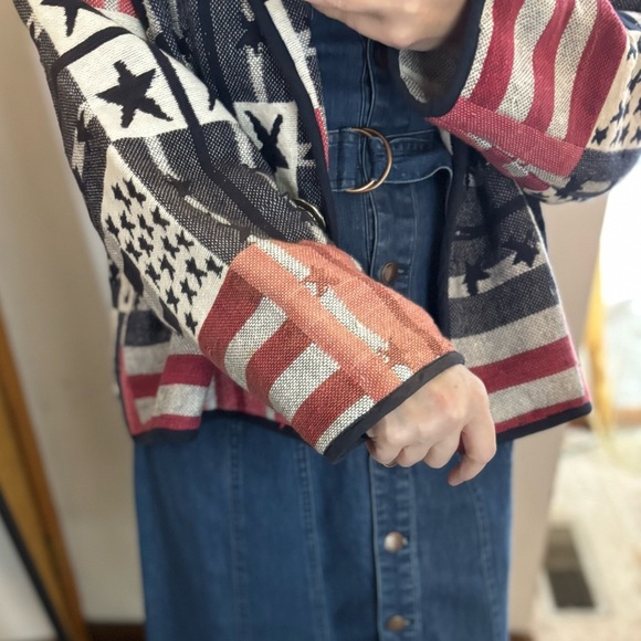 Vintage Bedford Fair Americana Flag Tapestry Blazer - Picture 9 of 10